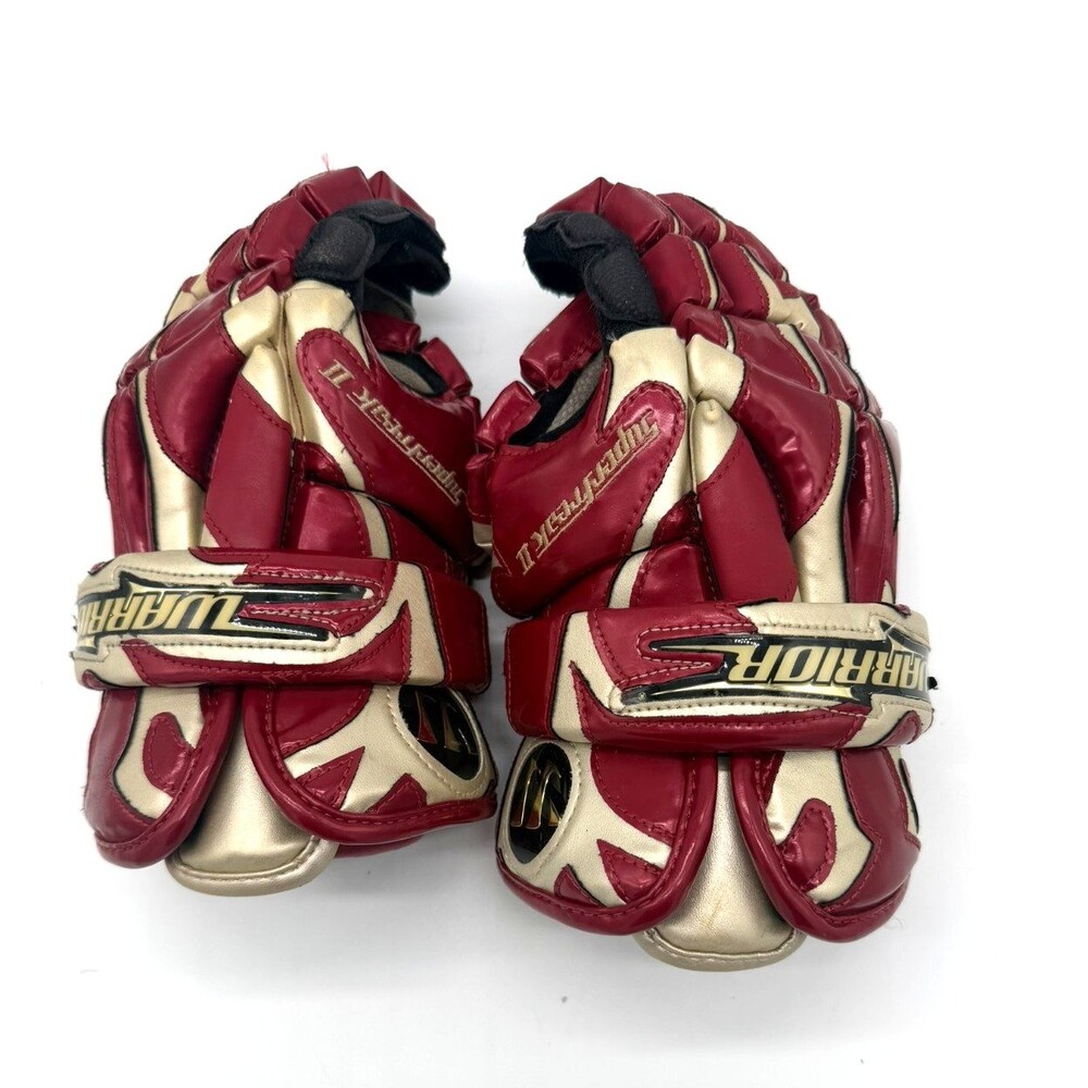 Warrior Superfreak II Lacrosse Gloves Players Club Series Maroon Gold 12"
